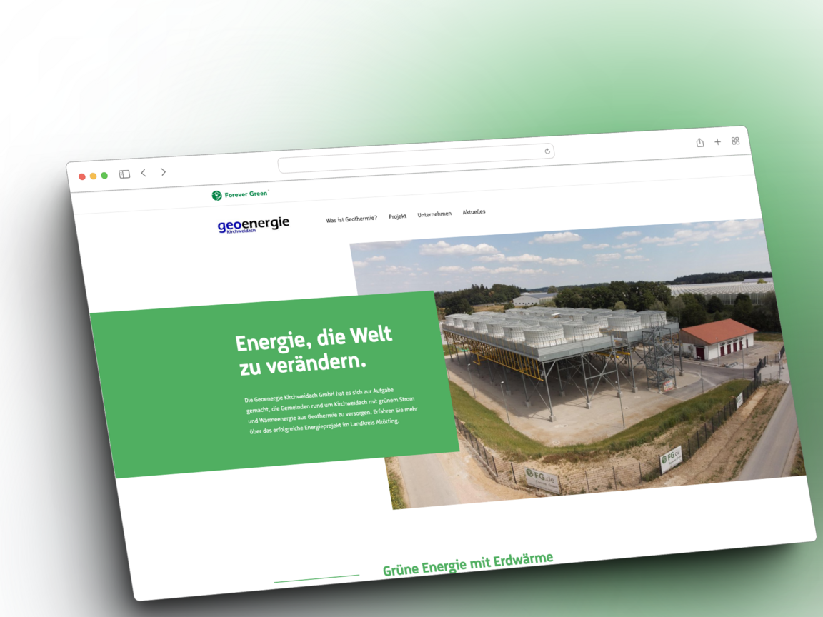 Screenshot der Startseite von Geoenergie Kirchweidach