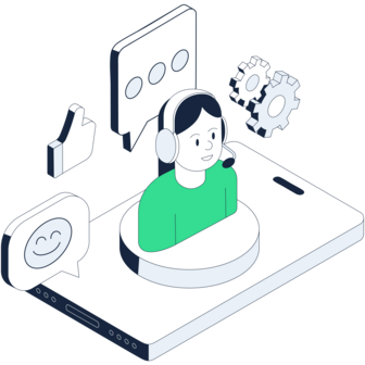 Eine Support-Mitarbeitern mit Headset Ein Support-Mitarbeiterin mit Headset ist für die Beratung der Kunden erreichbar